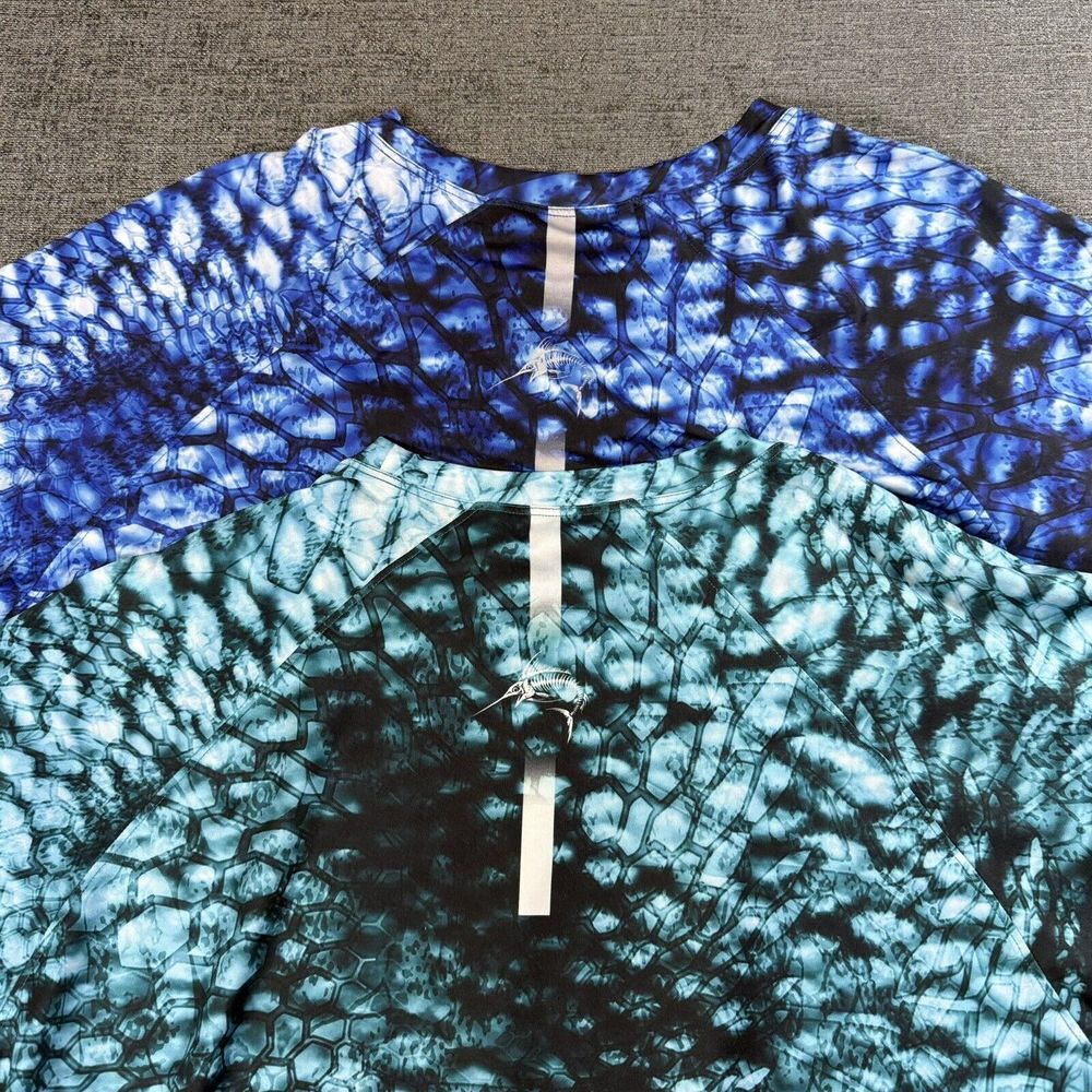 World Wide Sportsman Shirt Mens‎ L Set Of 2 Short Sleeve Fishing Blue Polyester